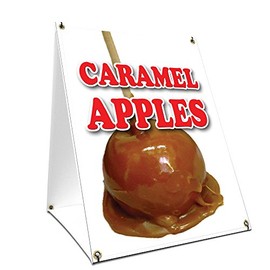 A-Frame Sidewalk Caramel Apples Sign with Graphics On Each Side | 18" X 24" Print Size