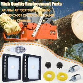 Mtanlo Air Filter Kit for Echo CS-300 CS-301 CS-305 CS-306 CS-340 CS-341#13031039132 with L7T/BPMR7A Spark Plugs 188-512-1 Primer Bulb 530047721 Fuel Hose
