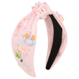 Gmmidea Ocean Knotted Headbands for Women Girls Beaded Seashell Starfish Mermaid Headband Cute Under The Sea Animal Embellished Hairband Mermaid Birthday Party Decorations