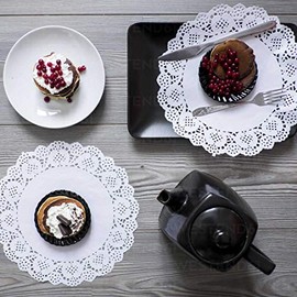 250 manteles individuales de papel de encaje de varios tamaños de grado alimenticio, modernos, decorativos a granel añaden elegancia a manualidades, café, pastel, desierto, mesa, boda, vajilla
