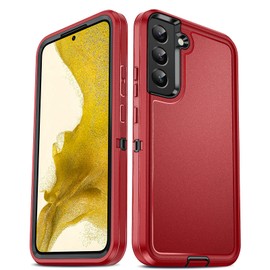 LeYi S22 Plus Case - 3 in 1 Full Body Shockproof Rubber Dustproof Rugged Defender Protection Funda para S22 Plus 6.6", Red/Black
