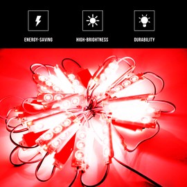 60ft Super Bright storefront LED Light Red 5630 Injection Module with UL 12v AC Power Package