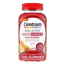 Centrum Multi + Omega 3 Corazón Cerebro Y Ojos 110 Gomitas apoya la salud del corazón la función cerebral normal la salud ocular las necesidades diarias de energía y la función inmune normal