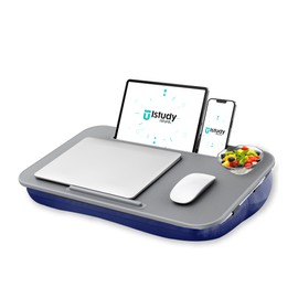 Lap Desk with Washable Cushion – Fits up to 17-Inch Laptops – Portable Laptop Desk & Stand – Bed desks & Tray for Writing, Reading, Working, Gaming on Bed, Couch, Floor –Istudyniture -Large, NavyBlue