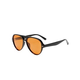 WDZAYXC Retro Polarised Oval Sunglasses for Men and Women, Classic Vintage Sunglasses, UV400 Protection, black/orange