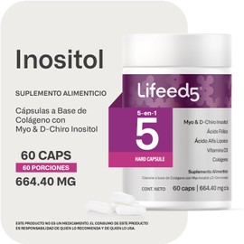 LIFEED Inositol | 60 Cápsulas | Myo- Inositol, D-Chiro Inositol, Colágeno Hidrolizado, Ácido Alfa Lipoico, Estearato de Magnesio, Vitamina D3 y Vitamina B9 (Ácido Fólico) | Cápsulas de Gelatina Dura