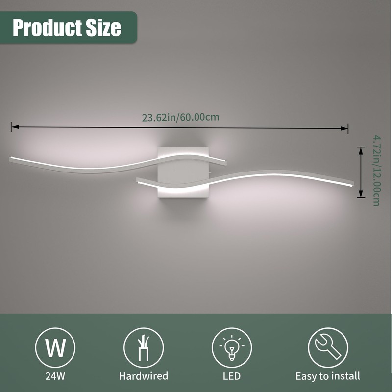 Espird 23inch Led Bathroom Vanity Light Bar, Brushed Nickel 5CCT