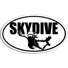 JR Studio 3x5 inch Oval Skydive w/Parachuter Sticker - Decal Sky Dive Fun Skydiving Jump Vinyl Decal Sticker Car Waterproof Car Decal Bumper Sticker
