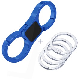 Idakekiy Key Chain Quick Release Spring with 4 Key Rings Heavy Duty Car Keychain Organizer for Men and Women (Ink Blue)