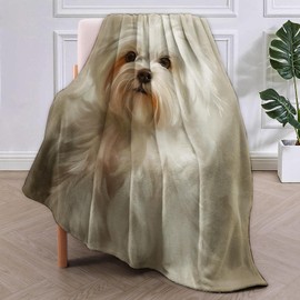 VANZEV Maltese Dog Throw Blanket Gifts, Soft Cozy Fleece Blanket with Realistic Puppy Print, Lightweight Warm Blanket for Couch Bed Sofa, Perfect for Dog Lovers and Pet Decor, 50x60 in