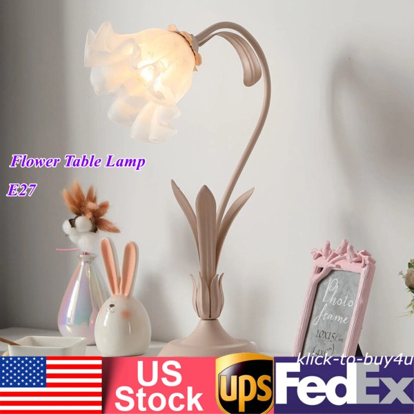 Unbranded Modern Pink Flower Desk Reading Lamp LED Nightstand Lamp