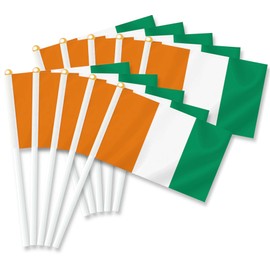 25 PCS Cote d'Ivoire Handheld Small Flag, Ivorian Hand held Mini Decor Decoration Banner