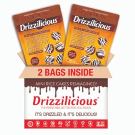 Drizzilicious Mini Rice Cakes Cookies & Cream - Rice Crisps, Healthy Snack for Adults and Kids, Flavored Rice Cakes, Vegan, Gluten Free, Allergen Free, Only 90 Calories Per 21 Pieces - 8 oz