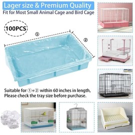 Tfwadmx 50 Pcs Disposable Rabbit Cage Liner, 35"x23" Large Clear Plastic Bunny Cage Tray Liners,Guinea Pig Toilet Film Liner Bag for Ferret,Hamster,Hedgehog,Birds and Small Animals