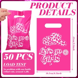 50 Pcs Cowgirl Party Decor Bags, Disco Cowgirl Party Favors Plastic Candy Bags for Bachelorette, Wedding, Birthday, Bridal Shower(Let's Go Girls)