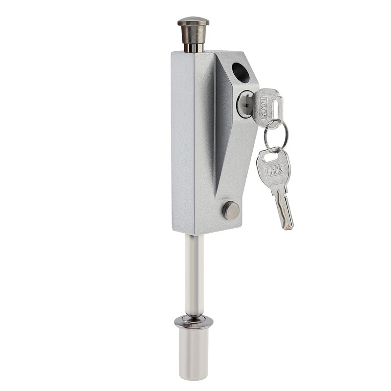 Sliding Patio Door Lock with 2 Keys,Keyed with Bolt Lock,Silver