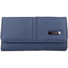Ladies Large Matinee Leather Purse with Clip Frame Fastening - Blue