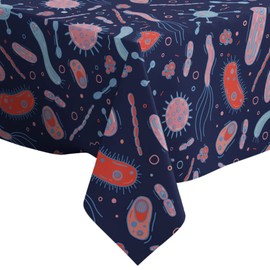 Xtremepads Bacteria Germs Microorganism Pattern Pattern - Square Linen Tablecloth, 52" x 52" inches Washable Decorative Table Cloth
