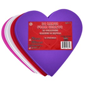 KINREX Valentine's Day Foam Hearts - Valentines Craft - Multicolor - 20 Pieces - 6"