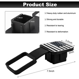 povtii Trailer Hitch Cover, Flag Emblem Trailer Hook Dustproof Plug Cap Fits 2 Inch Hitch Receivers, Tow Hitch Receiver Protection Cover for Most Car Truck Trailer, Car Accessories (Silver)