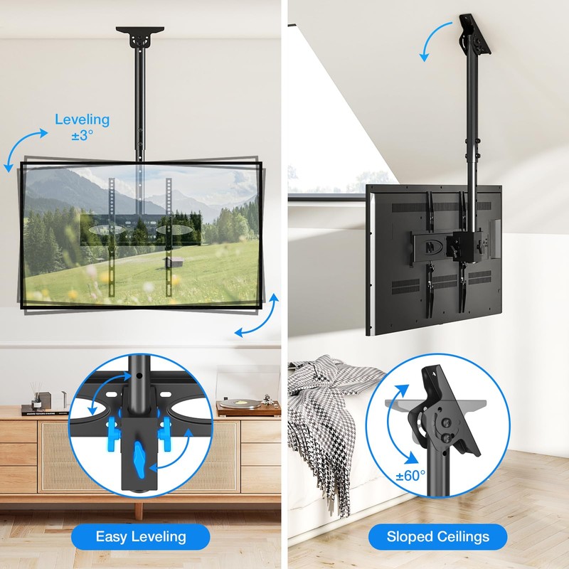 Rfiver Ceiling TV Mount for 32-65 Inch Flat/Curved TVs Support