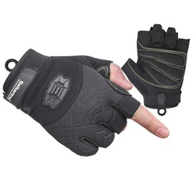 Seibertron Half Finger Padded Palm Lightweight Breathable Climbing Rope Gloves for Climbers, Rock Climbing, Rescue, Adventure, Sailing, Kayaking, Outdoor Sports Black XXL