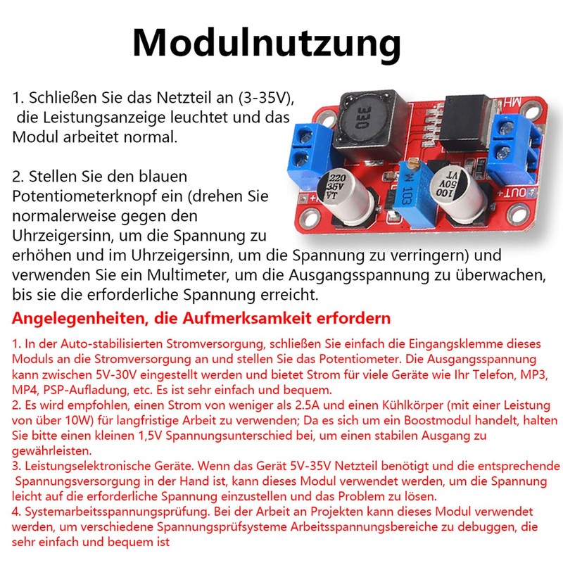 5 x XL6019 Step Up Converter, Adjustable DC-DC Boost Power