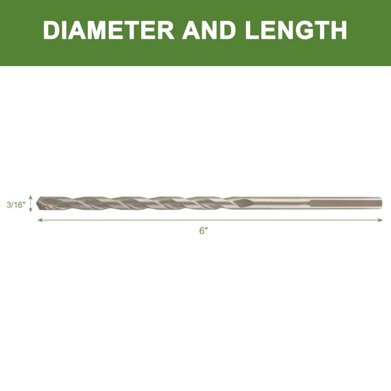 HLOFIZI 3-Flat 3/16"x6" Masonry Bits, 12 Pack