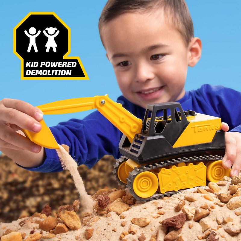 Basic Fun Tonka Mini Steel Classics Excavator - Steel Construction,