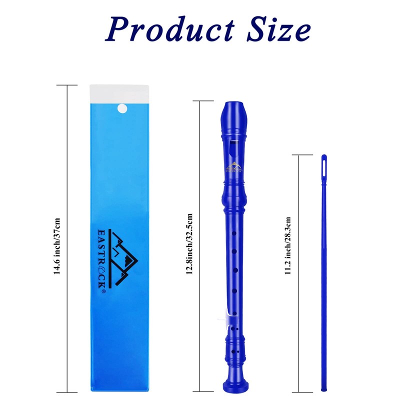 Eastrock Recorder German Soprano Instrument Recorder 3-Piece Beginner with Cleaning