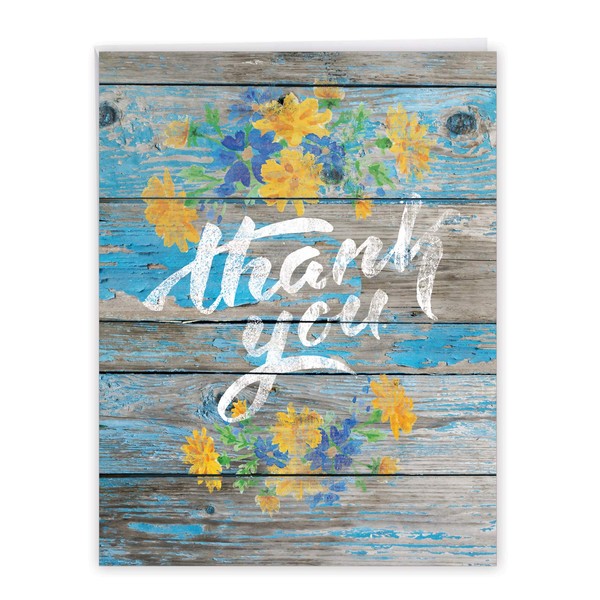 The Best Card Company - 1 Big Thank You Greeting Card (8.5 x 11 Inch) - Group Card for Showing Thanks, Appreciation, Gratitude - Blooming Driftwood J6108CTYG