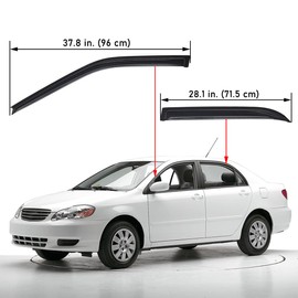 Lightronic WV94620 Outside-Mount Side Window Visor Deflector Rain Guard, Dark Smoke, 4-Pieces Set, Fits 2003-2008 Toyota Corolla Sedan
