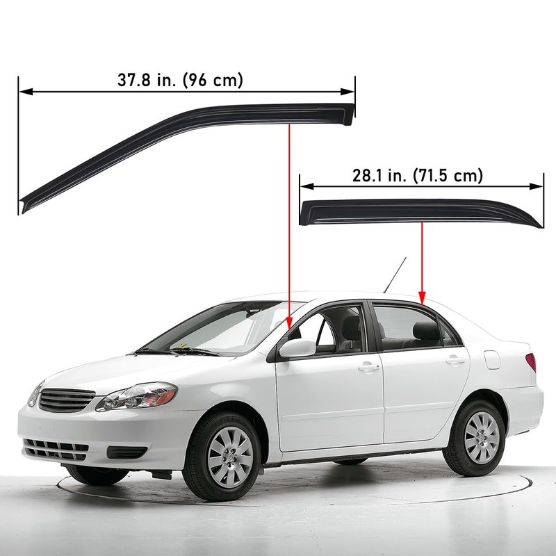 Lightronic WV94620 Outside-Mount Side Window Visor Deflector Rain Guard, Dark