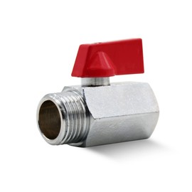 DOJA Barcelona Mini Ball Valve, Red, 1/4 Inch, Male Thread, Female Thread, Mini Stopcock, Chrome-Plated Brass, Mini Shut-off Valve for Water Pumps, Tanks, External Valve, Water Connections
