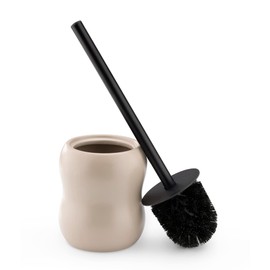 Navaris Ceramic and Stainless Steel Toilet Brush Holder Including Brush Toilet Brush Holder Toilet Brush Holder Standing in Beige