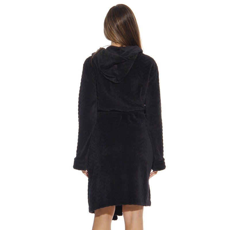 Just Love 6341-Black-XS Kimono Robe/Hooded Bath Robes for Women