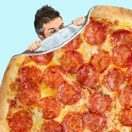 Pepperoni Pizza Blanket | Ultra-Soft Realistic | 300GSM Thick, Cozy & Warm for Food Lovers | Durable, Machine Washable | Ideal for All Seasons & Occasions