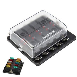 New Automotive Mini Blade Fuse Holder Box 10-Circuit Fuse Block LED Illuminated