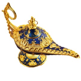 WSDFTQ Genie Lamp, Aladdin Lamp, Decoration, Vintage Genie Lamps, 11.1 X 4.1 X 3 Cm Medium Blue Decorative, Ideal for Home Decor, Themed Parties, and Photography Props, Gift