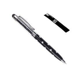 QUALITY 2-in-1 Capacitive Touchscreen Stylus and Ballpoint Pen with Crystals. FREE REFILL - UK SELLER (black)