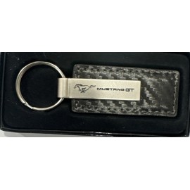 FORD MUSTANG GT Black Leather & Metal Keychain NEW IN BOX