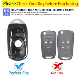 Syodiesn for Buick Key Fob Cover Soft TPU with Leather Keychain Key Case Shell Full Protective Cover Compatible with Buick 2015-2023 GL8 Verano Enclave Regal Lacross Encore Envision 6 Button, A Silver