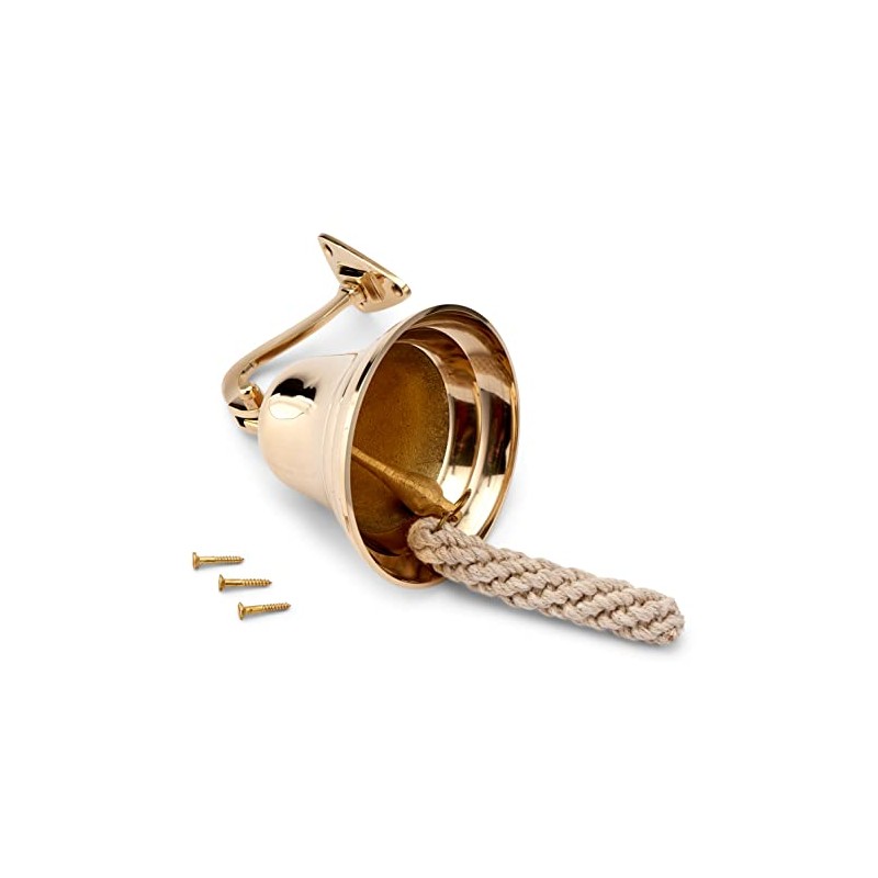 NKlaus 11575 Ship Bell Brass Gold with Wall Bracket and