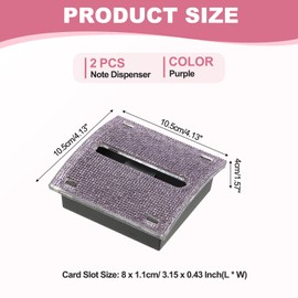 PATIKIL Rhinestone Sticky Note Dispenser, 2Pcs 3x3 Sticky Note Holder Acrylic Posted Notes Memo Note Container Dispenser for Sticky Notes Office Home Store Kitchen Supplies, Purple