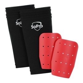 SoPro Mini Shin Pads for Football - Includes Socks - 120 x 80 x 5 mm - For Children and Adults - Lightweight, Small, Non-Slip & Odourless - Made in Germany