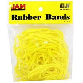 JAM PAPER Colorful Rubber Bands - Size 33 - Yellow Rubberbands - 100/Pack