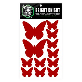 Butterfly Car Stickers and Decals Set, Car Window Decals for Women, 12 Pk, Red, for Cars, Motorcycles, Bicycles & Helmets, Easy to Apply, Highly Visible for Safety by Bright Knight Reflective