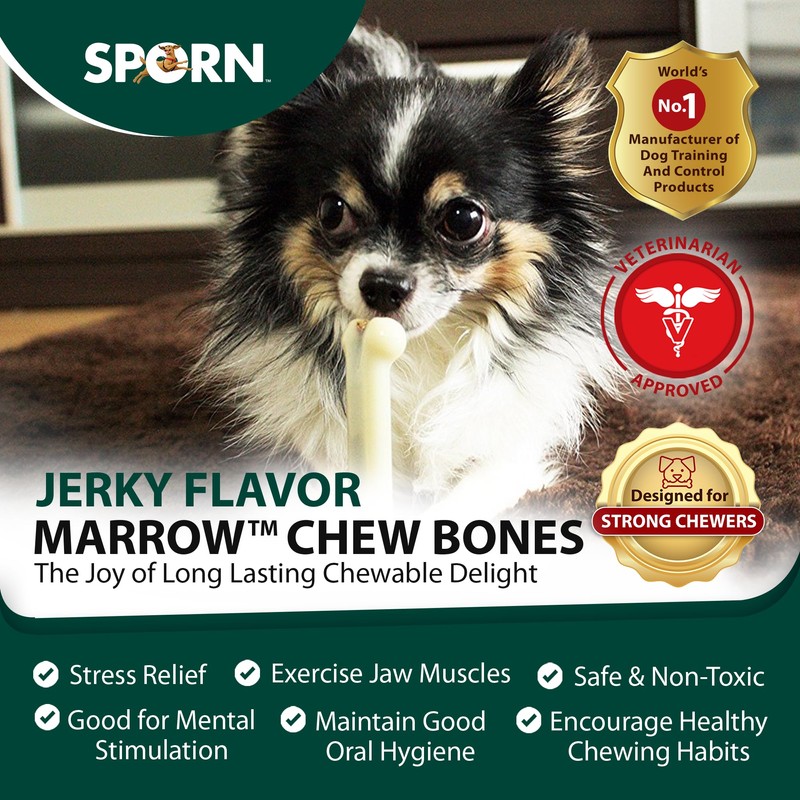Sporn Marrow Dog Chew Bones for Aggressive Chewers, Jerky Flavor