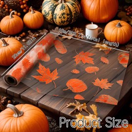 Tischläufer Herbst,28cm × 10m Tischdecke Herbst Kürbisse Ahornblätter Tischdeko Herbst Tischläufer Herbstlich Rolle Tischband Dekostoff Netz für Thanksgiving Küche Tisch Party Herbstdeko Innen