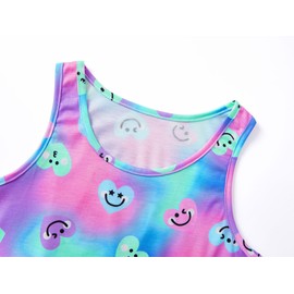Tebbis Colorful Smiling Face and Heart Pattern Pajamas for Big/Teen Girls 2-Piece Soft Tank Top & Shorts PJ Jammies Set Size 12